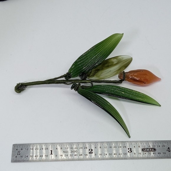 * vintage antique glass flower bud lapel pin brooch - Picture 2 of 8